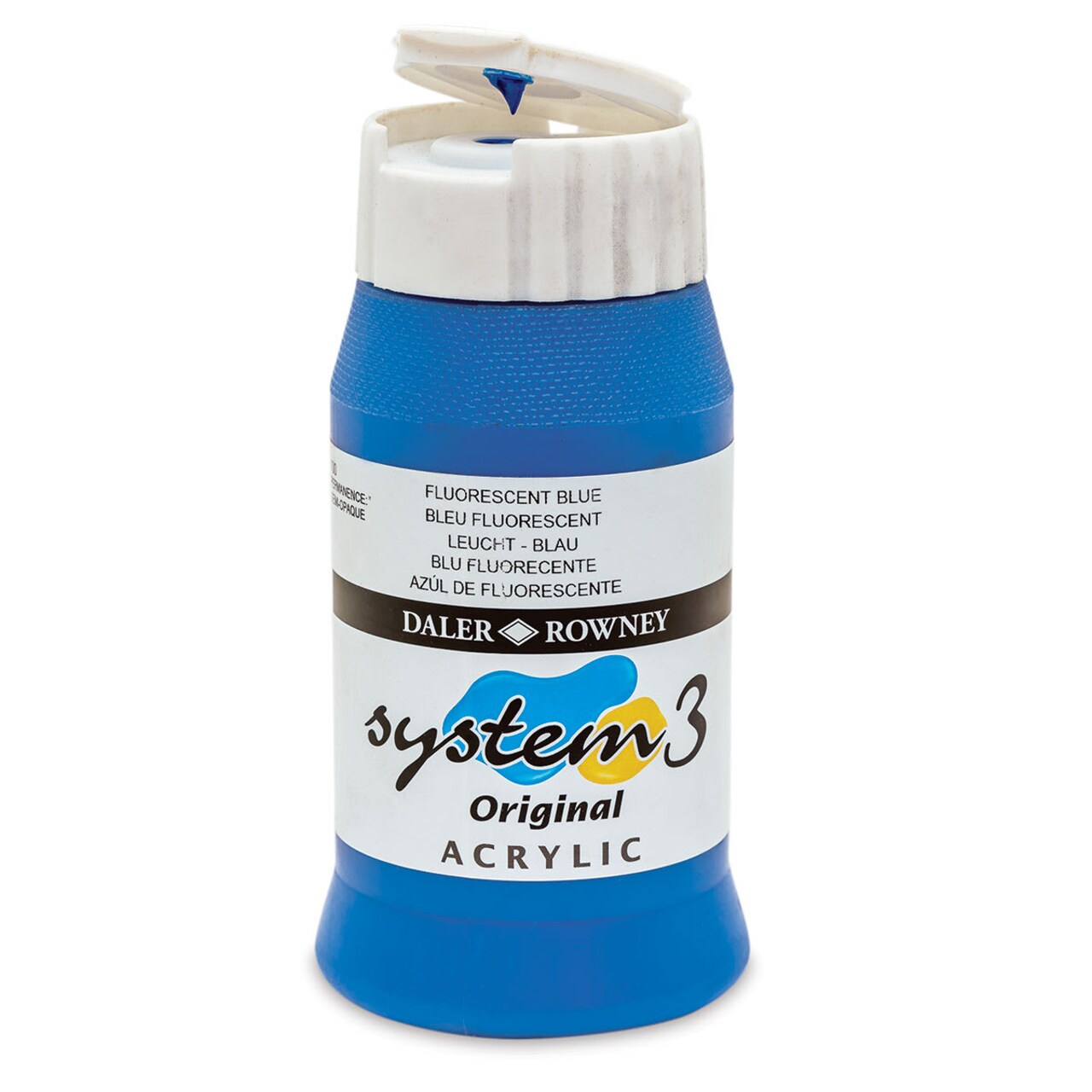 Daler-Rowney System3 Acrylic - Fluorescent Blue, 500 ml bottle